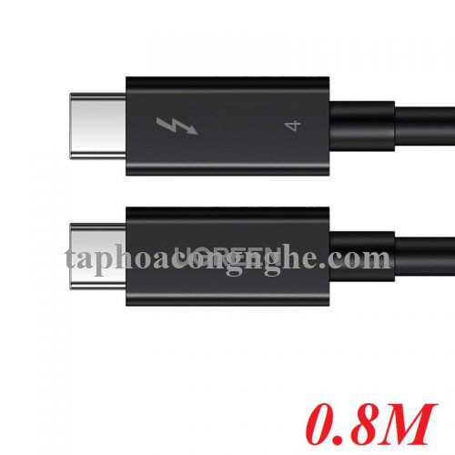 Ugreen 30389 0.8M Thunderbolt 4 cáp 8k 60hz hỗ trợ 40Gbps 100W PD màu đen US501 30030389